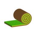 Lawn roll with brown soil.Turf roll of green grass.Vector isometric and 3D view. Royalty Free Stock Photo